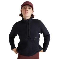 Peak Performance Fleece Snap Crew Neck Sweater